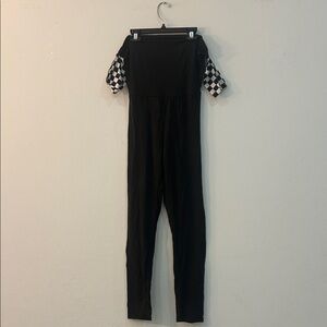 Black and White Checkered Sleeve Jumpsuit